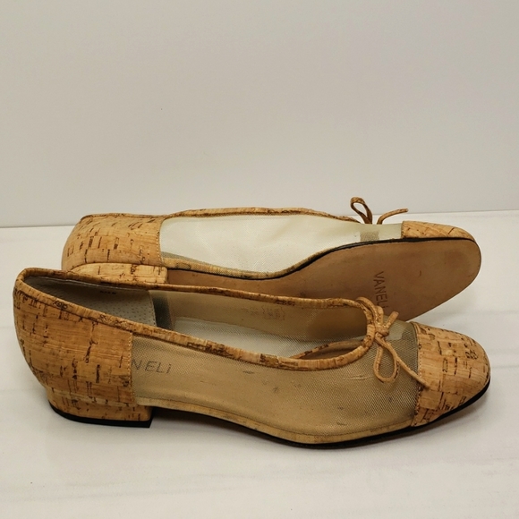 Vintage Rare Vaneli Cork & Mesh Bow Accent Ballet Flats Size 9.5 M - Picture 16 of 16